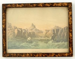 Cca 1880 Szt. Ilona Szigete, Színezett Metszet, üvegezett Fa Keretben, 12×16 Cm - Estampas & Grabados