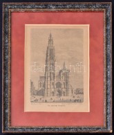 Cca 1900 Az Antverpi FÅ‘egyház. Fametszet, üvegezett Keretben, Paszpartuval. 21x13 Cm-es Kép,... - Prints & Engravings