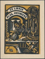 Karel Nemec (1879-1960) Ex Libris Paul Heinicke. Fametszet, Papír, Jelzett A Dúcon, 10×7 Cm - Autres & Non Classés