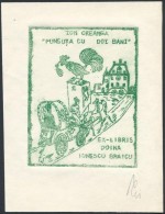 Franz Illi (1932-): Ex Libris Doina Ionescu Braicu. Rézmetszet, Papír, Jelzett, 9×7 Cm - Otros & Sin Clasificación