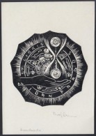 Dafinel Duinea (1921-1998)   Ex Libris. Fametszet. Jelzett / Bookplate, Wood-engraving. Signed. 11x15 Cm - Autres & Non Classés