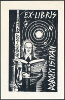 Csutak Levente (1940-): Ex Libris Dobolyi István. Fametszet, Papír, Jelzett A Dúcon,... - Otros & Sin Clasificación