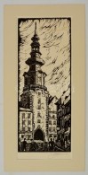 Olvashatatlan Jelzéssel: Sopron TÅ±ztorony. Linó, Papír, 38×14 Cm - Autres & Non Classés