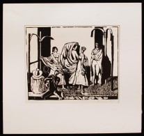 Mermeze Nóra (1938-): Színjátszók. Linó, Papír, Jelzett, 23×30 Cm - Autres & Non Classés