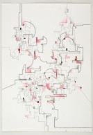 Kun Sarolta (1990-): Kompozició. Akvarell-tus, Papír, Jelzett, 41×59 Cm - Autres & Non Classés