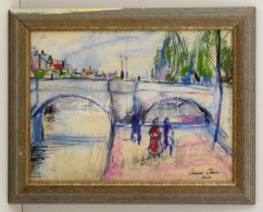 Diener Jelzéssel: Paris. Pasztell, Papír, üvegezett Keretben, 30×40 Cm - Autres & Non Classés