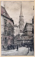 Dembinski Jelzéssel: Utca Részlet. Tus, Papír, Paszpartuban, 30×19 Cm - Sonstige & Ohne Zuordnung