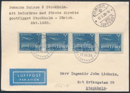 1938 ElsÅ‘ Repülés Levél Stockholm - Zürich - Otros & Sin Clasificación
