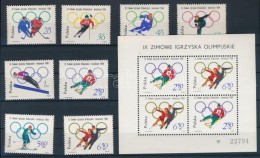 ** 1964 Téli Olimpia, Innsbruck Sor Mi 1457-1464 + Blokk 32 - Autres & Non Classés