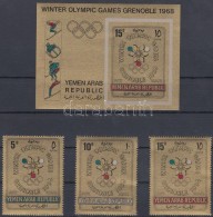 ** 1967 Téli Olimpia, Grenoble Sor Mi 613-615 + Blokk 60 B - Andere & Zonder Classificatie