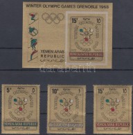 ** 1967 Téli Olimpia, Grenoble Sor Mi 613-615 + Blokk 60 B - Altri & Non Classificati
