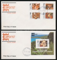 1987 Gomba Sor Mi 1036-1039 + Blokk Mi 120 2 Db FDC-n - Altri & Non Classificati