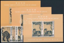 ** 1970 Festmények A Yi- Dinasztia IdejébÅ‘l Fogazott Sor Mi 739-741 A + Fogazott Blokksor 314-316 C - Other & Unclassified