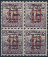 ** Nyugat-Magyarország VI. 1921 Arató 10K/15f Négyestömb Bodor... - Autres & Non Classés