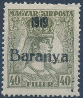 * Baranya 1919 Zita 40f, Bodor Vizsgálójellel (12.000) (rövid Fogak) - Other & Unclassified