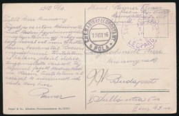 1916 Tábori Posta Képeslap 'K.u.K. MP POLA' + 'K.u.K. KRIEGSMARINE LEOPARD' Budapestre Küldve - Autres & Non Classés