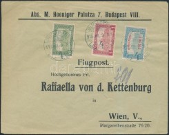 1918. Jul. 9. Légi Levél Bécsbe 1K50f RepülÅ‘ Posta Bélyeggel és 1.80K... - Autres & Non Classés