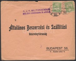 1915 Turul 10f Levélen  'ZSOLNA - KASSA 181 B' Vasúti + 'K. U. K. MILITRZENSUR SITZ DER KOMMISSION:... - Autres & Non Classés