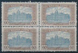 ** 1919 Magyar Posta 60f Négyestömb Lemezhibákkal - Altri & Non Classificati