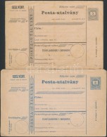 1874 2 Db Használatlan 5kr Postautalvány Fekete és Kék Színben - Other & Unclassified