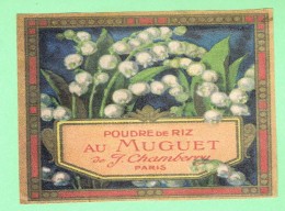 POUDRE DE RIZ AU MUGUET.   J. CHAMBERRY  PARIS. - Etichette