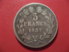 5 Francs Louis-Philippe Ier 1837 W Lille 5884 - 5 Francs