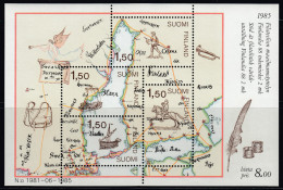 Finland 1985 Stamp Exhibition FINLANDIA 88. Old Mail Routes. Mi Block 1 MNH - Blocks & Kleinbögen