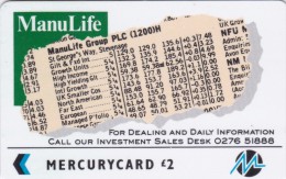 Mercury, MER045, Manulife (0276 Phone Number), Unused, 2 Scans   18MERA - [ 4] Mercury Communications & Paytelco