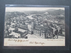 AK Österreich 1904 Salzburg Von Der Festung. Würthle & Sohn, Salzburg 17. Stempel: Salzburg Bahnhof. Bahnpost - Salzburg Stadt