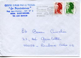 Flamme Abbaye De Saint-Michel,Aisne,Centre D'aide Par Le Travail La Persévérance,Liberté Gandon Lettre 19.7.1984 - Abdijen En Kloosters