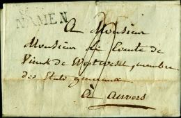 Belgium 1818, Lettre De Namur (straight Line Cancel) Pour Anvers - Antwerp - 1815-1830 (Holländische Periode)