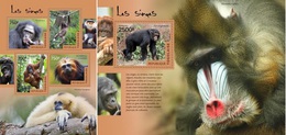 Togo 2014, Animals, Monkeys, 4val In BF +BF - Chimpanzees