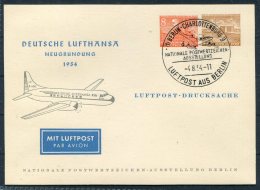 1954 Germany Berlin Charlottenburg Nationale Postwertzeichen Ausstellung Deutsche Lufthansa Stationery Postcard - Postales Privados - Usados