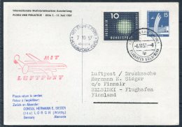 1957 Germany Koln Budesgartenschau Ausstellung Stationery Postcard Luftpost Finnair Flight - Helsinki - Other & Unclassified