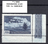 CZECHOSLOVAKIA  AIR 1930 , MNH , TYPE  IIa  , COLOR DARK BLUE - Ongebruikt