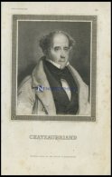 Chateaubriand, Stahlstich Von B.I. Um 1840 - Litografía