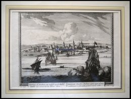 LIBYEN: Tripolis, Gesamtansicht Mit Schiffen Im Vordergrund, Kupferstich Von Schenk Um 1702 - Litografia