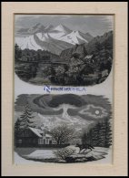 Der MONTBLANC, 2 Ansichten Auf Einem Blatt, Kupferstich Um 1820 - Lithographies