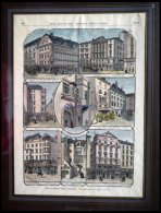 WIEN: Alte Häuser, 8 Ansichten Auf Einem Blatt, Kolorierter Holzstich Von Kirchner Um 1880 - Lithografieën