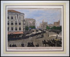 WIEN: Einzug Des Russischen Kaiserpaares, Kolorierter Holzstich Um 1880 - Litografía