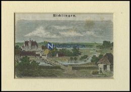 RICKLINGEN, Gesamtansicht, Kolorierter Holzstich Auf Vaterländische Geschichten Von Görges 1843/4 - Lithographies