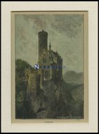 LICHTENSTEIN: Die Burg, Kolorierter Holzstich Um 1880 - Lithographies