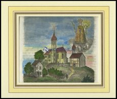 Auf Dem EUXELBERGE: Die Wallfahrtskirche, Kolorierter Holzstich A.d.Sulzb. Kalender Von 1862 - Lithographies