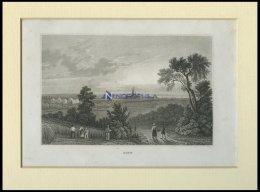 BONN, Ansicht Aus Der Ferne, Stahlstich Von B.I. Um 1840 - Litografía