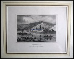 BACHARACH, Gesamtansicht, Stahlstich Von Schwartz/Poppel Um 1840 - Litografia