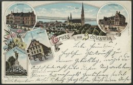 DEUTSCHLAND ETC. SCHLESWIG, Gruss Aus..., Farbige Lithokarte Mit 5 Verschiedenen Ansichten Von 1897 - Brieven En Documenten