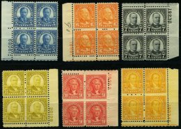 USA 267-72F VB **, Scott 637-42, 1927, 5 - 10 C. Bedeutende Persönlichkeiten, Gezähnt L 11:101/2, In Postfrisc - Usados