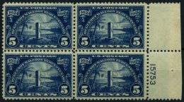 USA 292 VB *,** , Scott 616, 1924, 5 C. Landung Der Hugenotten Im Plattenviererblock, Falzreste, Eine Marke Postfrisch, - Used Stamps