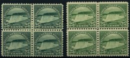 USA 280Aa,b VB *, Scott 568, 1922, 25 C. Niagarafälle, Gezähnt L 11, Beide Farben, In Viererblocks, Falzreste, - Usati