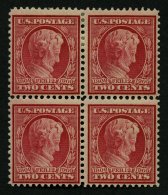 USA 175Ay VB **,* , Scott 369, 1909, 2 C. Lincoln, Wz. 1, Gezähnt L 12, Bläuliches Papier, Im Viererblock, 2 W - Oblitérés